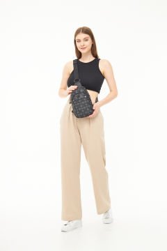 Morpelikan Kadın Monogram Üç Bölmeli Body Bag Omuz Göğüs Çantası