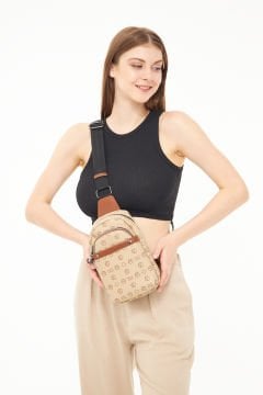 Morpelikan Kadın Monogram Üç Bölmeli Body Bag Omuz Göğüs Çantası