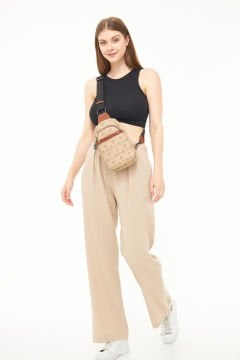 Morpelikan Kadın Monogram Üç Bölmeli Body Bag Omuz Göğüs Çantası