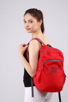 Kımızı Nano Kumaş Unisex Okul Spor Sırt Çantas