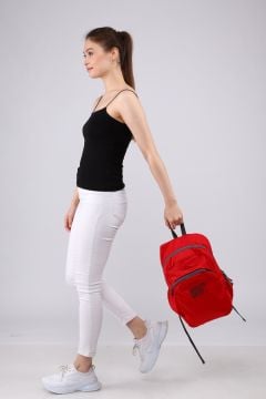 Kımızı Nano Kumaş Unisex Okul Spor Sırt Çantas