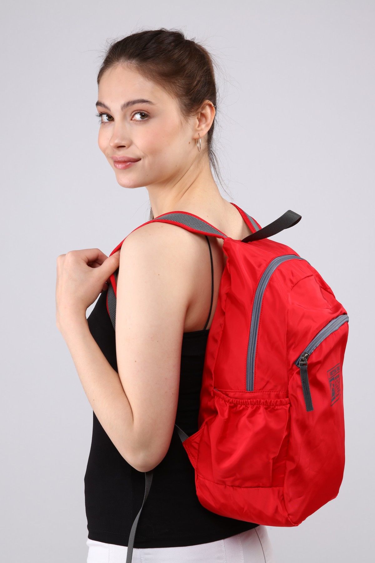 Kımızı Nano Kumaş Unisex Okul Spor Sırt Çantas