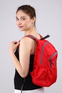 Kımızı Nano Kumaş Unisex Okul Spor Sırt Çantas