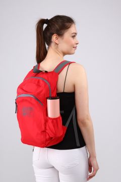 Kımızı Nano Kumaş Unisex Okul Spor Sırt Çantas