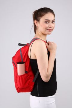 Kımızı Nano Kumaş Unisex Okul Spor Sırt Çantas